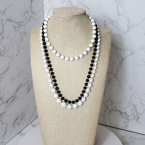 Black and White Lot of 3 Beaded Necklaces